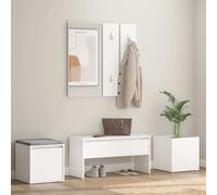 Vidaxl Ensemble De Meubles De Couloir Blanc Bois D'ingénierie Blanc