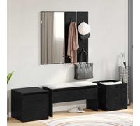Ensemble de meubles d'entrée - vidaXL - Chêne Noir - 80x31x40 cm - Bois d'ingénierie - Miroir plat - Tiroir