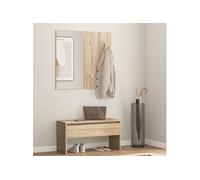 vidaXL Ensemble meuble d'entrée 808786 - Banc avec rangement, miroir et porte-manteaux Chêne Sonoma