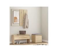 vidaXL Ensemble de Meubles de Couloir Banc d'Entrée Siège Panneau de Portemanteau Meuble de Rangement Intérieur Chêne Sonoma