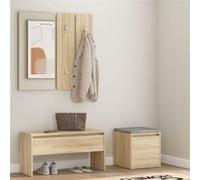 vidaXL Ensemble de Meubles de Couloir Banc d'Entrée Siège Panneau de Portemanteau Meuble de Rangement Intérieur Chêne Sonoma