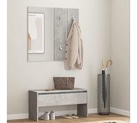 Ensemble de Meubles de Couloir en Bois d'ingénierie Gris béton,Ensemble de Meubles de Couloir,Banc à Chaussures,Rangement,Armoire à Miroir,Porte-Manteau,Plusieurs Cubes,cintres,étagères de Rangement