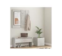vidaXL Ensemble de meubles de couloir 3082057 – Banc, miroir et jardinière gris béton
