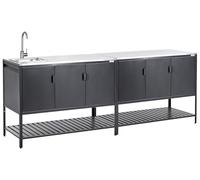 Ensemble de Meubles de Cuisine d'Extérieur 2 Pièces en Acier Inoxydable 3 Portes avec Evier Noir Maenza