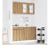 Ensemble de meubles de cuisine - JILI'S - 4 pièces - Chêne artisanal - Bois d'ingénierie et verre - Pieds réglables
