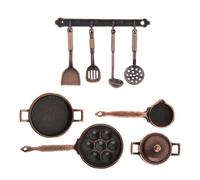 Ensemble De Meubles De Cuisine Miniatures En Métal, 9 Pièces, 1/12, Pour Maison De Poupée, En Bronze