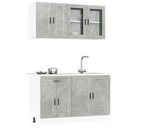 Ensemble de meubles de cuisine - Porto - Gris béton - Bois d'ingénierie - 4 pièces