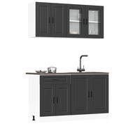 Ensemble de meubles de cuisine - vidaXL - 4 pièces - Bois d'ingénierie - Noir - Pieds réglables - Facile à nettoyer