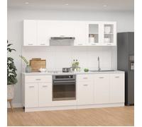 vidaXL Ensemble de 8 meubles de cuisine Lyon – Bois d'ingénierie blanc