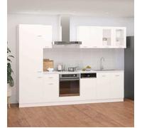 Ensemble de meubles de cuisine - vidaXL - Blanc - Bois d'ingénierie - 8 pièces - Gamme Lyon