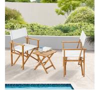 Ensemble de meubles de jardin 3 pièces Capistrello bois d'eucalyptus naturel blanc