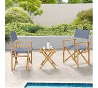 Ensemble de meubles de jardin 3 pièces Capistrello bois d'eucalyptus naturel gris