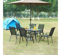 Ensemble de meubles de jardin 'Aradeo' 7 pièces composé d'une table et de 6 chaises noir