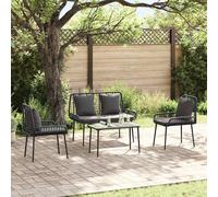 vidaXL Ensemble de meubles de jardin 4 pcs polyrotin Noir et Crème – moderne, résistant aux UV