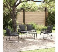 vidaXL Ensemble de meubles de jardin 4 pcs avec coussin et oreiller Noir, Anthracite