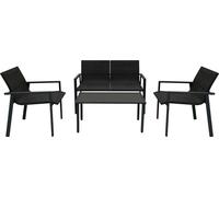 Ensemble de meubles de jardin en rotin 4 pièces -canapé, chaises, table, housse de pluie, noir