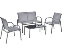 Ensemble de meubles de jardin Gagra chaises avec banc et table gris clair [en.casa]
