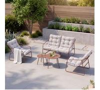 [en.casa] Salon de Jardin 5 Pièces Kivanta 2 Tables Banc 2 Chaises Rouille | pour 4 personnes, ensemble de meubles extérieur, avec accoudoirs confortables, résistant, terrasse, balcon, patio