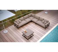 Ensemble de meubles de jardin Maestro cadre en aluminium bois coussin gris