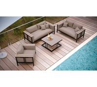 Ensemble de meubles de jardin Maestro cadre en aluminium bois coussin gris