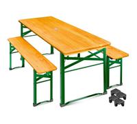 Ensemble de meubles de jardin pliable - KESSER - 3 pièces - Table 170x46x75 cm - 2 bancs 170x23x46 cm - Marron clair