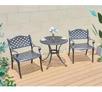 Ensemble de meubles de jardin, table et chaises en fonte d'aluminium, ensemble de table à manger de jardin 3 pièces, table de balcon et chaise antirouille, combinaison imperméable de meubles