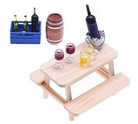 Ensemble de meubles de maison de - Mini décor 3" | Travail du bois - Ornements de cave à vin - Mini accessoires de boisson en résine métal pour un style chaleureux pour les présentoirs Jeux