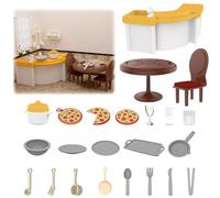 Ensemble de Meubles de Maison de poupée Cuisine, Ensemble de Meubles Miniatures de 23 pièces Cuisine, Meubles Miniatures 1:12 décor de Maison de poupée, 3 Ans et Plus