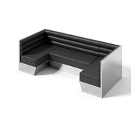 Ensemble De Meubles De Restaurant Industriel Moderne en Acier Inoxydable, Canapé Modulaire en Forme De U, Guéridon Carré, Chaises Noires Minimalistes, Sièges De Salle À Manger Commerciaux(A)