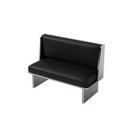 Ensemble De Meubles De Restaurant Industriels Modernes en Acier Inoxydable, Guéridon Carré De Qualité Commerciale avec Canapé en Cuir Noir Et Chaise De Salle À Manger for Café-Bar(A)