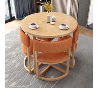 Ensemble de meubles de salle à manger nordique moderne avec table orange et chaises pour bureau, salle de réception, club, espace de loisirs, balcon et espace de négociation