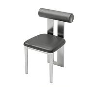 Ensemble de meubles de salle à manger - Table ronde de style industriel avec chaises rembourrées et sièges de cabine - Acier inoxydable pour bistro, café, restaurant