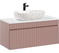 Ensemble de meubles de salle de bain 100 cm avec élégante vasque à poser