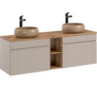 Ensemble de meubles de salle de bain 140Cm avec plan de travail et 2 lavabos Wiki