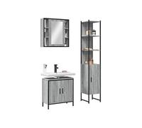 Ensemble de Meubles de Salle de Bain 3 pcs, Armoires de Lavabo avec Miroir, Placards de Rangement Toilette, 3214743