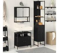 Ensemble de meubles de salle de bain 3 pièces en bois d ingénierie chêne noir