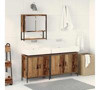 Ensemble de meubles de salle de bain 3 pièces marron 80 x 30 x 44 cm, ensemble moderne avec miroir et rangement, design rectangulaire élégant pour organisation, fabriqué en bois