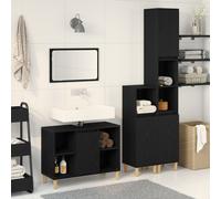 Ensemble De Meubles De Salle De Bain 3 Pièces Vidaxl Chêne Noir Bois D'ingénierie, Armoire De Salle De Bain Vidaxl Chêne Noir 30x30x190 Cm Bois D'ingénierie, Armoire De Salle De Bain Vidaxl Chêne Noir