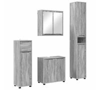 Ensemble de Meubles de Salle de Bain 4 pc Gris Sonoma 30,5 x 30 x 195 cm | Bois d'ingénierie résistant à l'humidité,cabinet lavabo et miroir,pieds chignon,portes à charnières,réglage hauteur