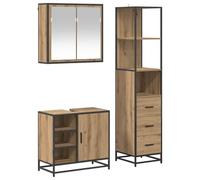 Ensemble de meubles de salle de bain 65 x 20 x 60 cm 3 pièces Chêne Artisan | Chêne Artisan - 3 tiroirs et 3 portes - Charge maximale de 180 kg - Pour petites et grandes salles de bain - Montage mural