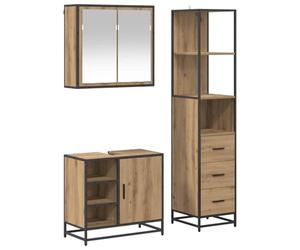 Ensemble de meubles de salle de bain 65 x 20 x 60 cm 3 pièces Chêne Artisan | Chêne Artisan - 3 tiroirs et 3 portes - Charge maximale de 180 kg - Pour petites et grandes salles de bain - Montage mural