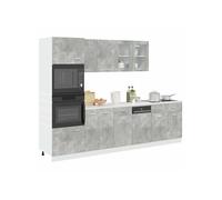 Ensemble de meubles de salle de bain 7 pcs Lyon gris béton