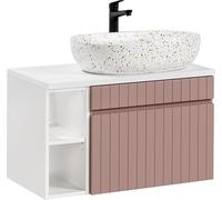 Ensemble de meubles de salle de bain 80Cm avec lavabo sur socle et armoire