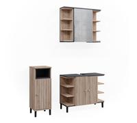 Ensemble de meubles de salle de bain Aquis, 3 parties, Sonoma, Anthracite, Vicco