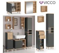 Ensemble de meubles de salle de bain Armoire miroir Senyo Anthracite chêne Vicco