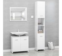Ensemble de meubles de salle de bain avec 1 armoire haute, 1 meuble sous lavabo et miroir - Rangement supplémentaire et décoration élégante pour salle de bain - Fabriqué en bois contreplaqué durable