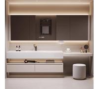 Ensemble de meubles de salle de bain avec évier, armoire miroir LED, meuble de salle de bain blanc, 180 cm, design moderne et élégant pour la maison, solutions de rangement peu encombrantes
