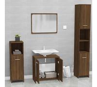Ensemble de meubles de salle de bain avec miroir 60 x 37 cm, 1 armoire + 1 miroir, matériau en bois marron aspect chêne marron, armoire de salle de bain avec beaucoup d'espace de rangement et support
