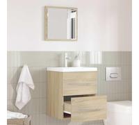 Ensemble de meubles de salle de bain avec tiroirs Marron 41 x 38,5 x 48 cm | Montage mural, aspect ouvert, matériau en bois durable, surface facile d'entretien, design compact