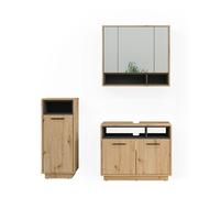 Ensemble de meubles de salle de bain Beatrice, 3 parties, Chêne Artisan, Anthracite, Vicco